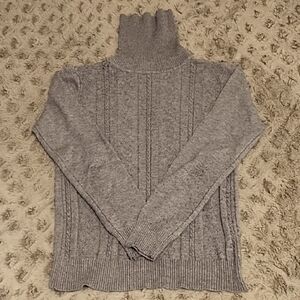 YUNA Elegant Heather Gray Turtleneck Sweater